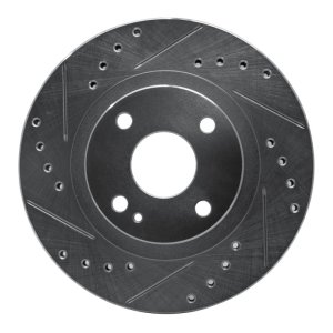 Mazda Protege Brake Rotor (1) - Front Left - R1 Concepts - Drilled & Slotted - Silver - `99-`03